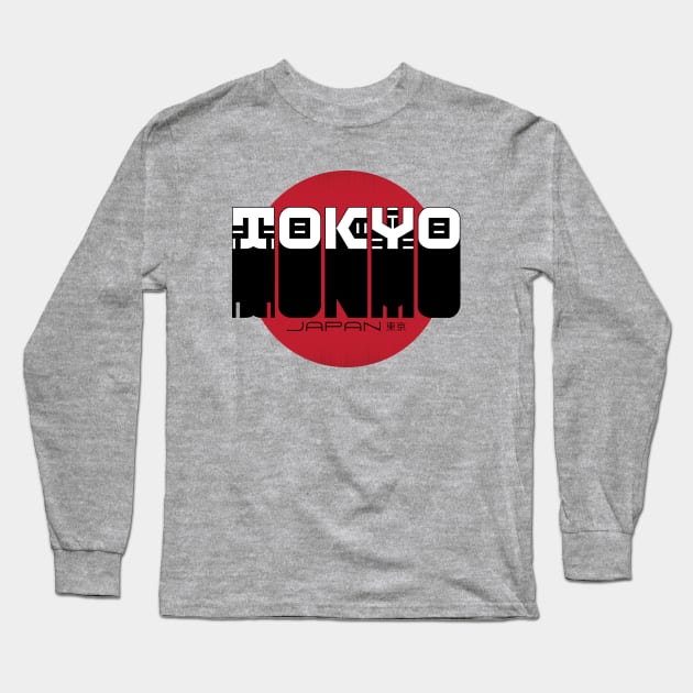 Tokyo Japan Red Sun Cartoon Style Long Sleeve T-Shirt by Zen Cosmos Official